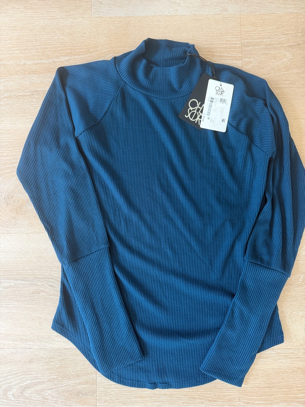 Chaser Women's Ribbed Mock Neck Long Sleeve Top - Teal